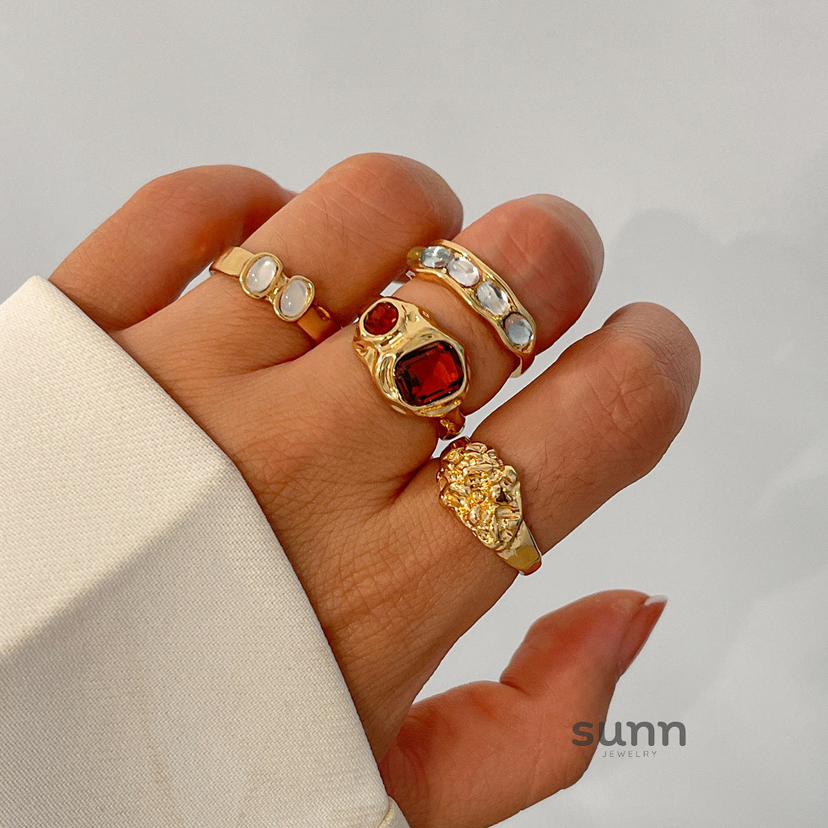 Isabel Liquid Metal Ring Set [PMR0879P]