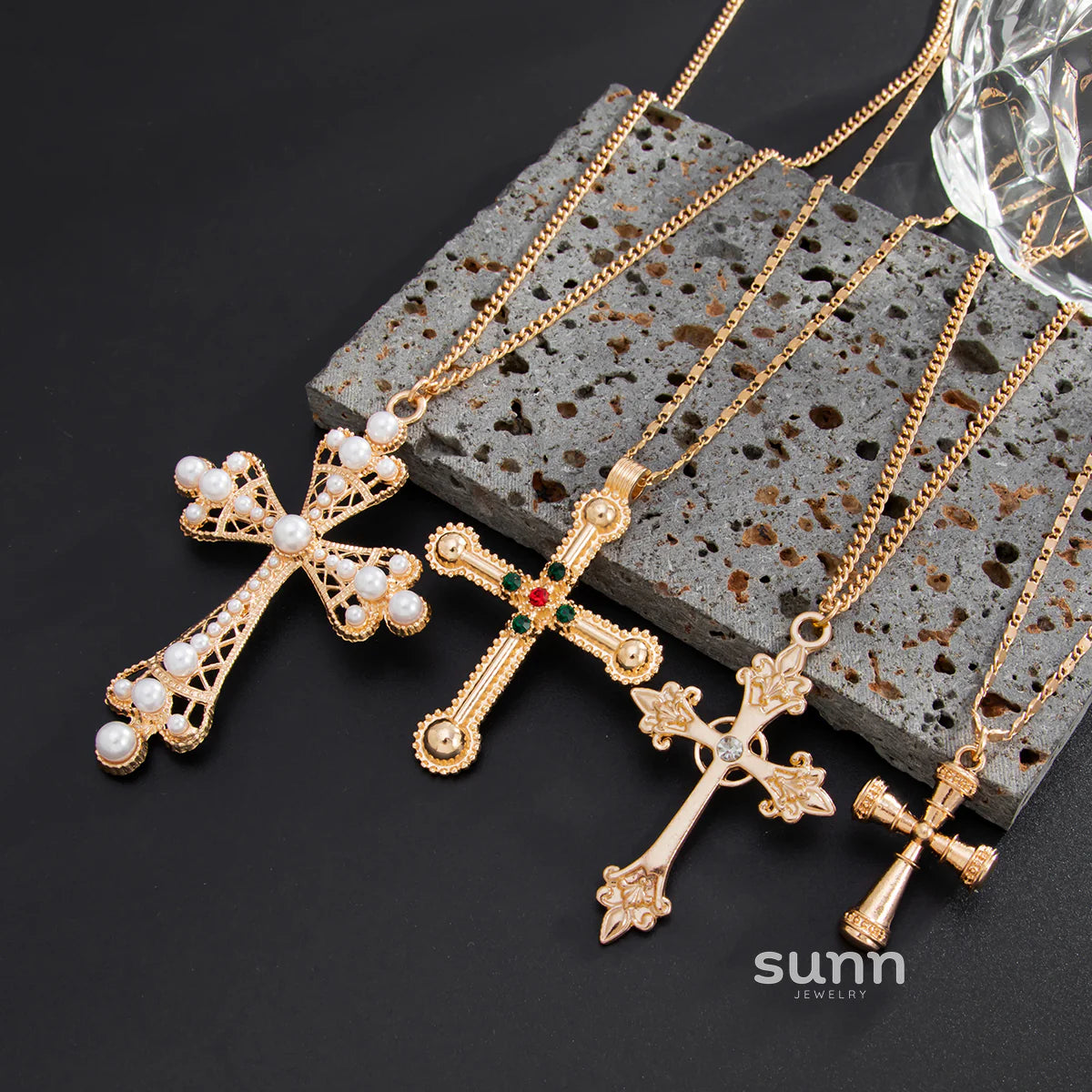 Isabella Layered Cross Necklace Set