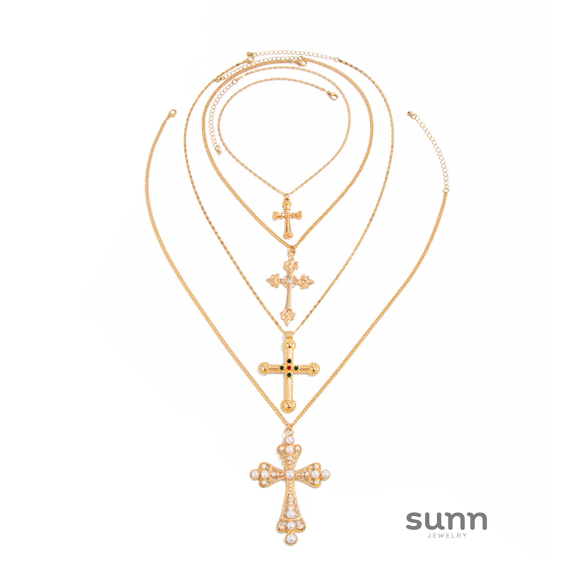 Isabella Layered Cross Necklace Set