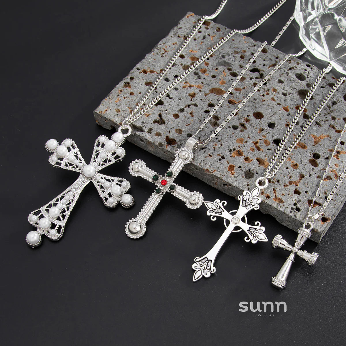 Isabella Layered Cross Necklace Set