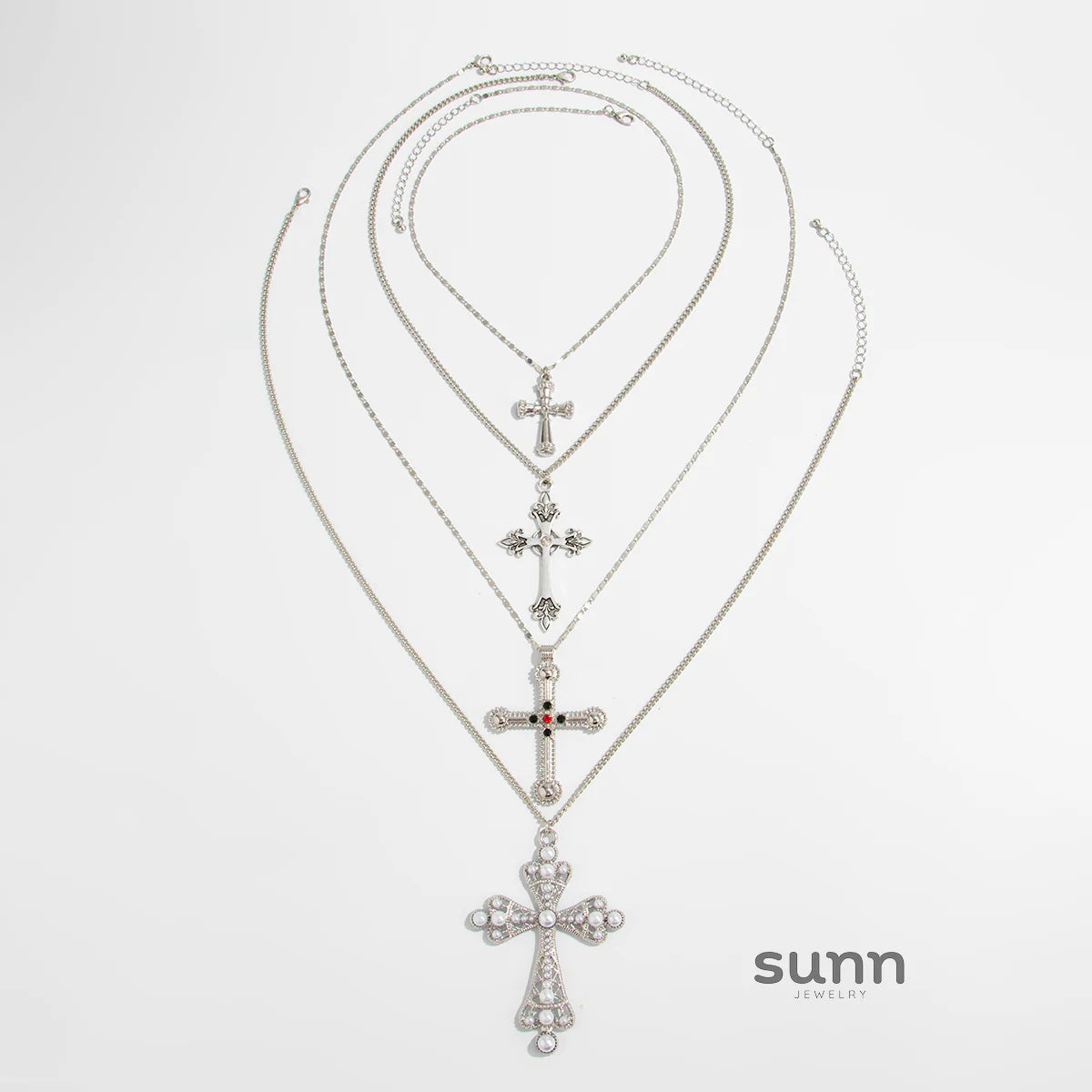 Isabella Layered Cross Necklace Set