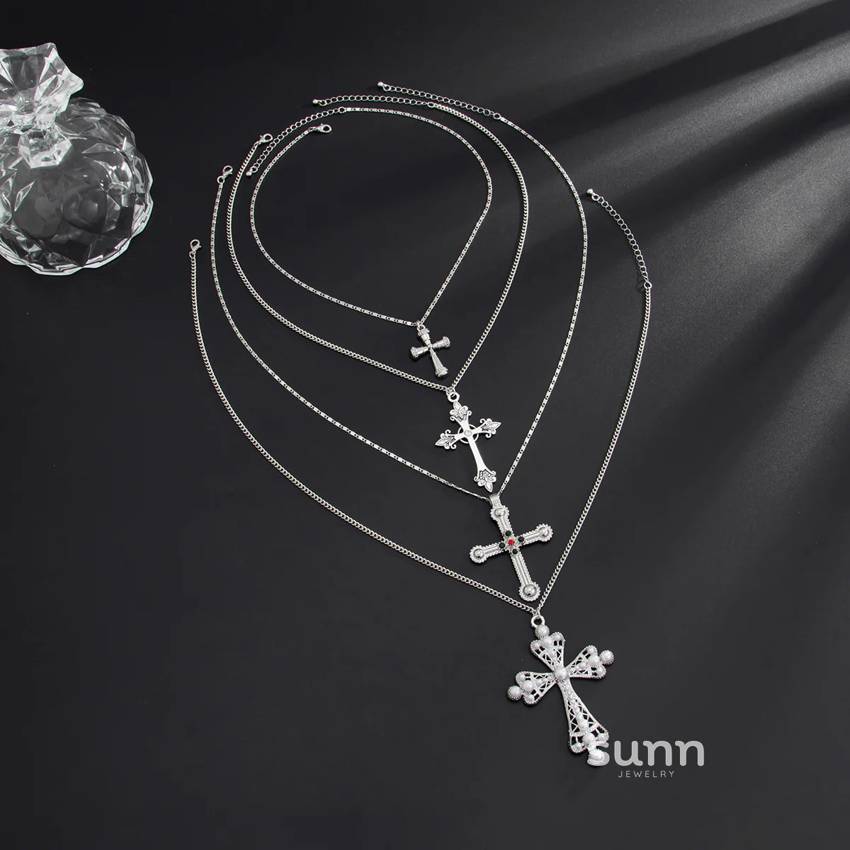 Isabella Layered Cross Necklace Set