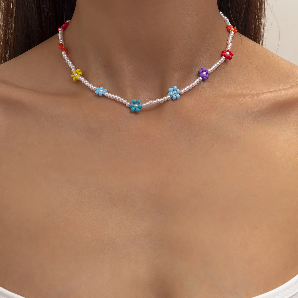 Islah Bohemian Daisy Beaded Necklace