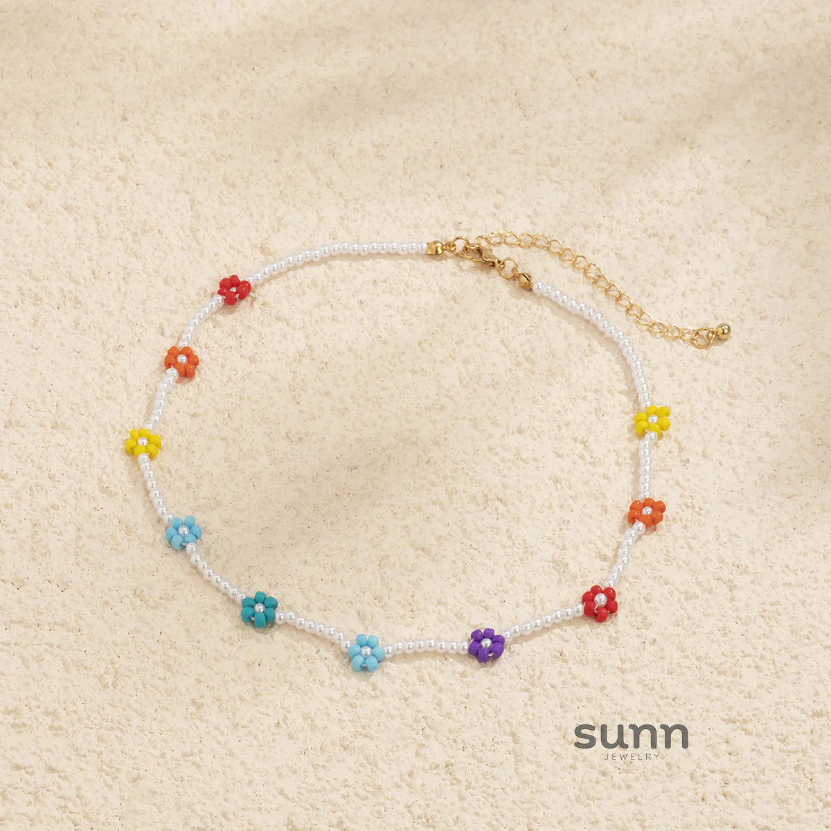 Islah Bohemian Daisy Beaded Necklace