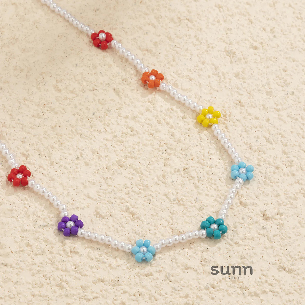 Islah Bohemian Daisy Beaded Necklace