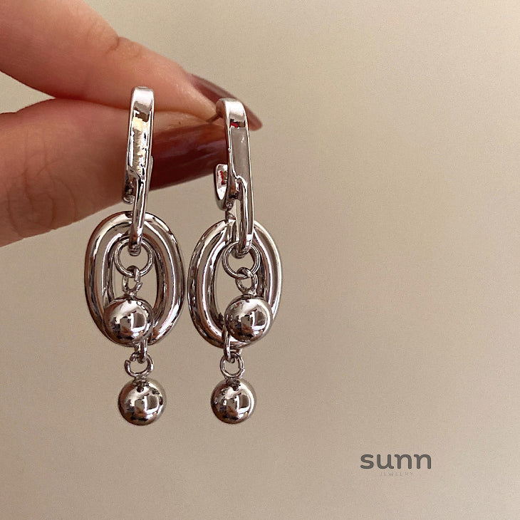 Island Silver Geometric Hoops [X3KDNDUY]