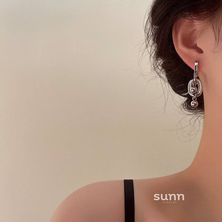 Island Silver Geometric Hoops [07Z2B74C]