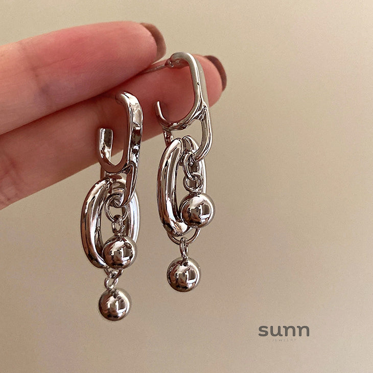 Island Silver Geometric Hoops [2GHE677P]