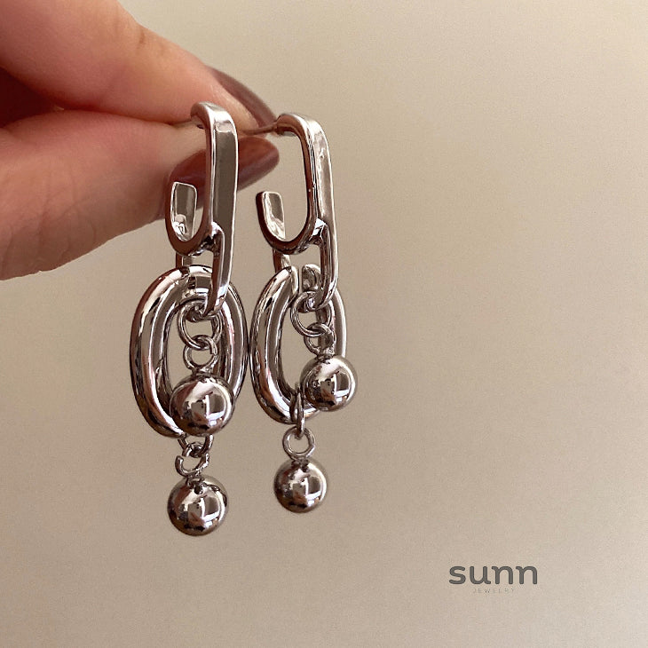 Island Silver Geometric Hoops [9V07B0UL]