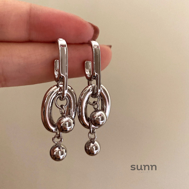 Island Silver Geometric Hoops [Z3CZRVJ9]