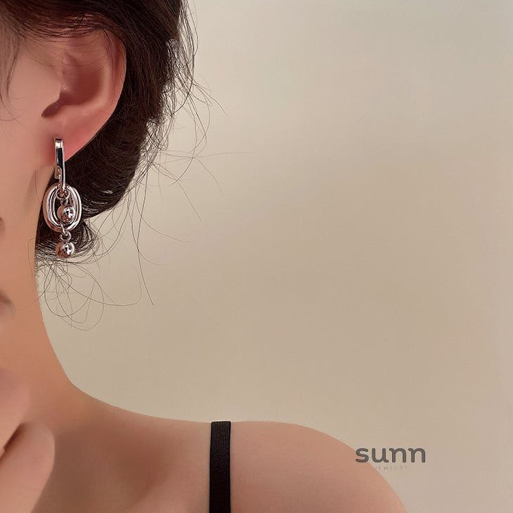 Island Silver Geometric Hoops [FMYL78RW]