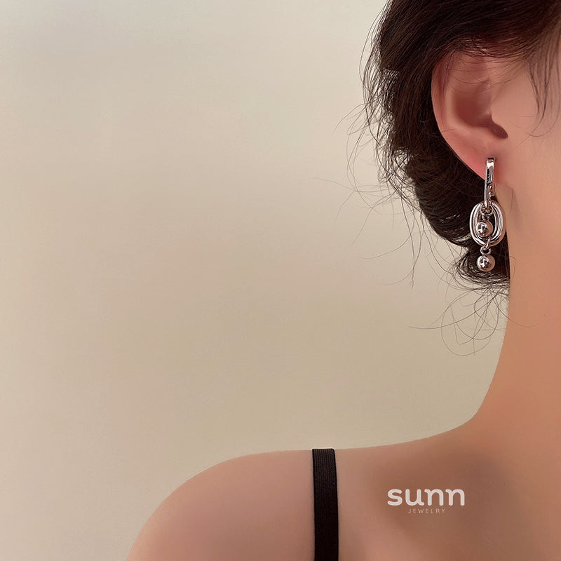 Island Silver Geometric Hoops [V57BT3YS]