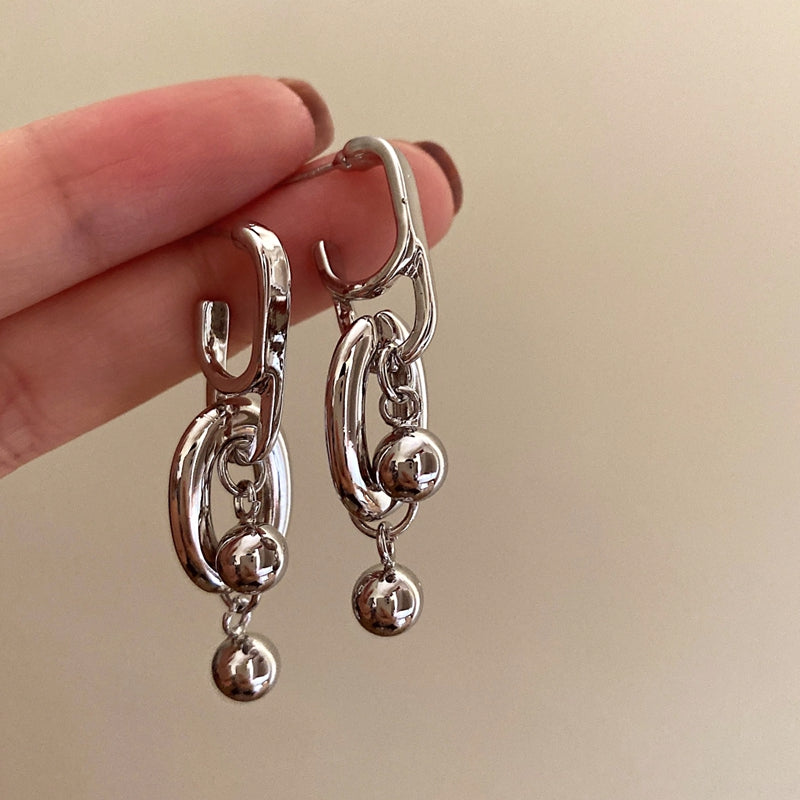 Island Silver Geometric Hoops [V57BT3YS]