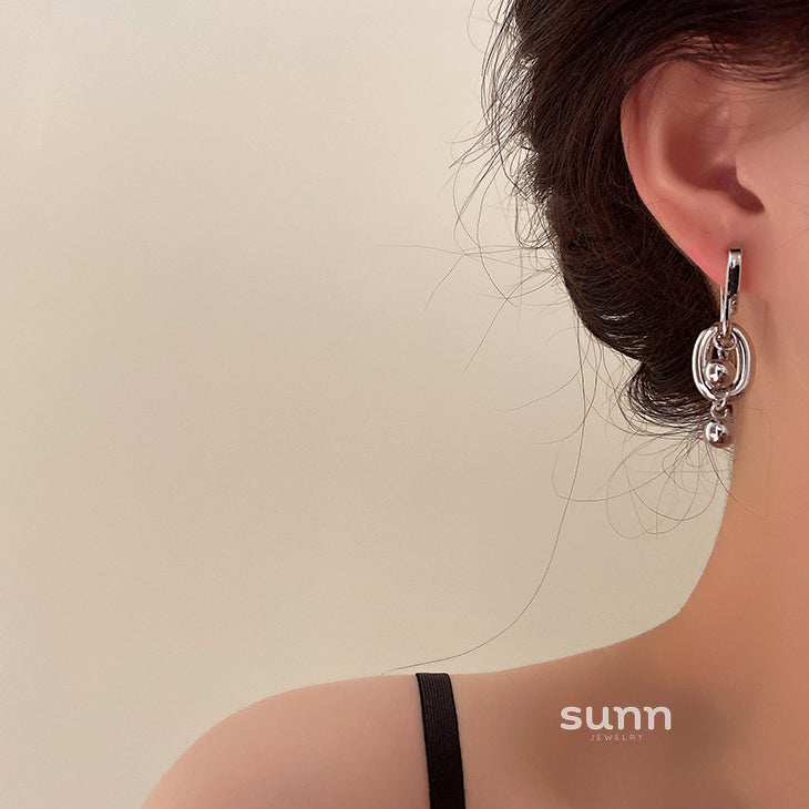Island Silver Geometric Hoops [AZV0PA8Z]