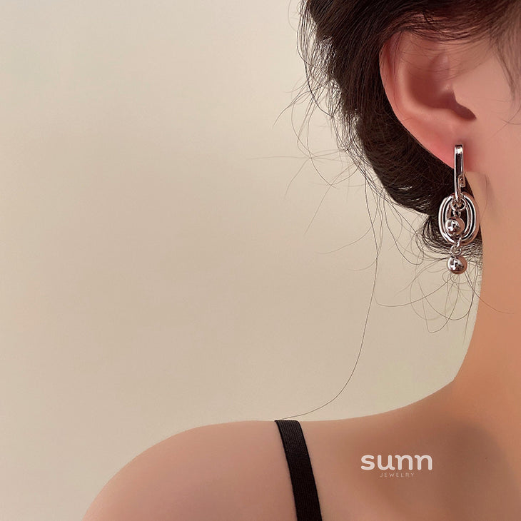 Island Silver Geometric Hoops [KLW0451P]