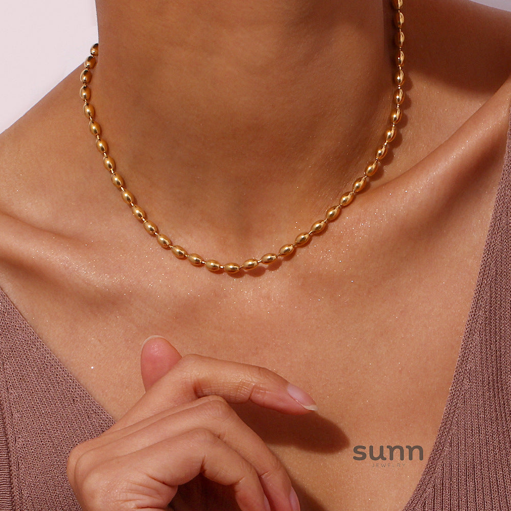 Israa Dainty Oval Bead Necklace [JLAJEZAI]