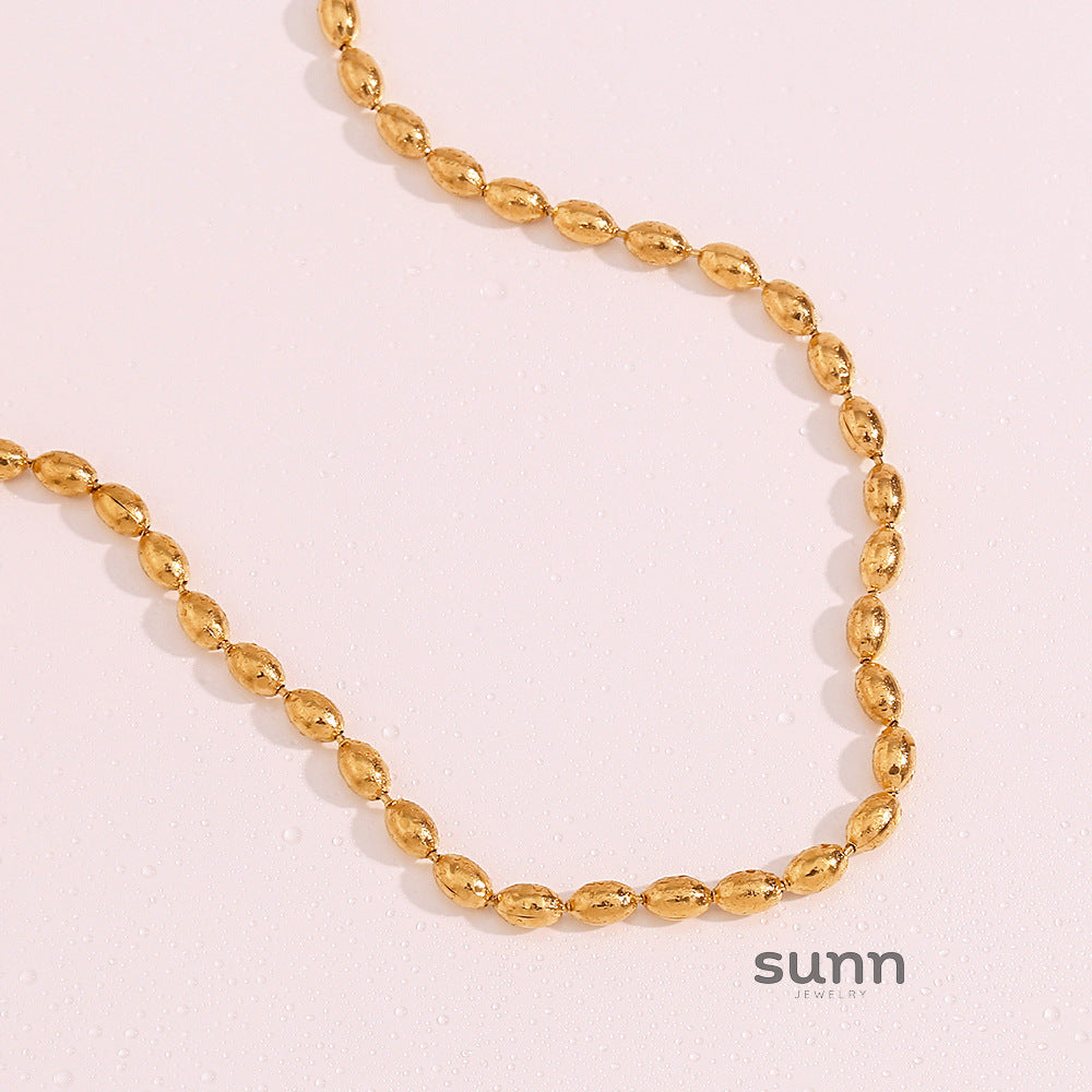 Israa Dainty Oval Bead Necklace [8PZX6L86]