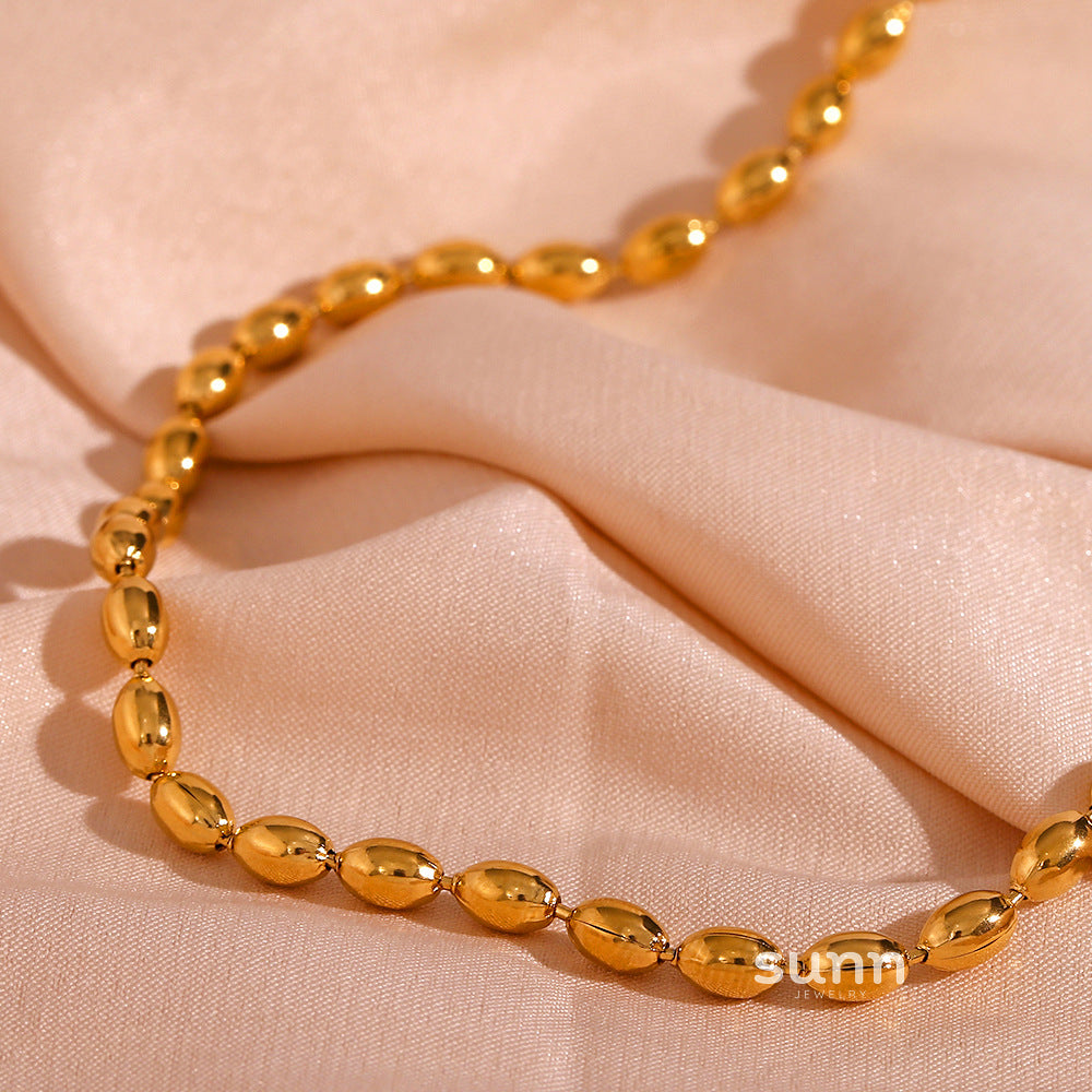 Israa Dainty Oval Bead Necklace [J5EWAUX6]