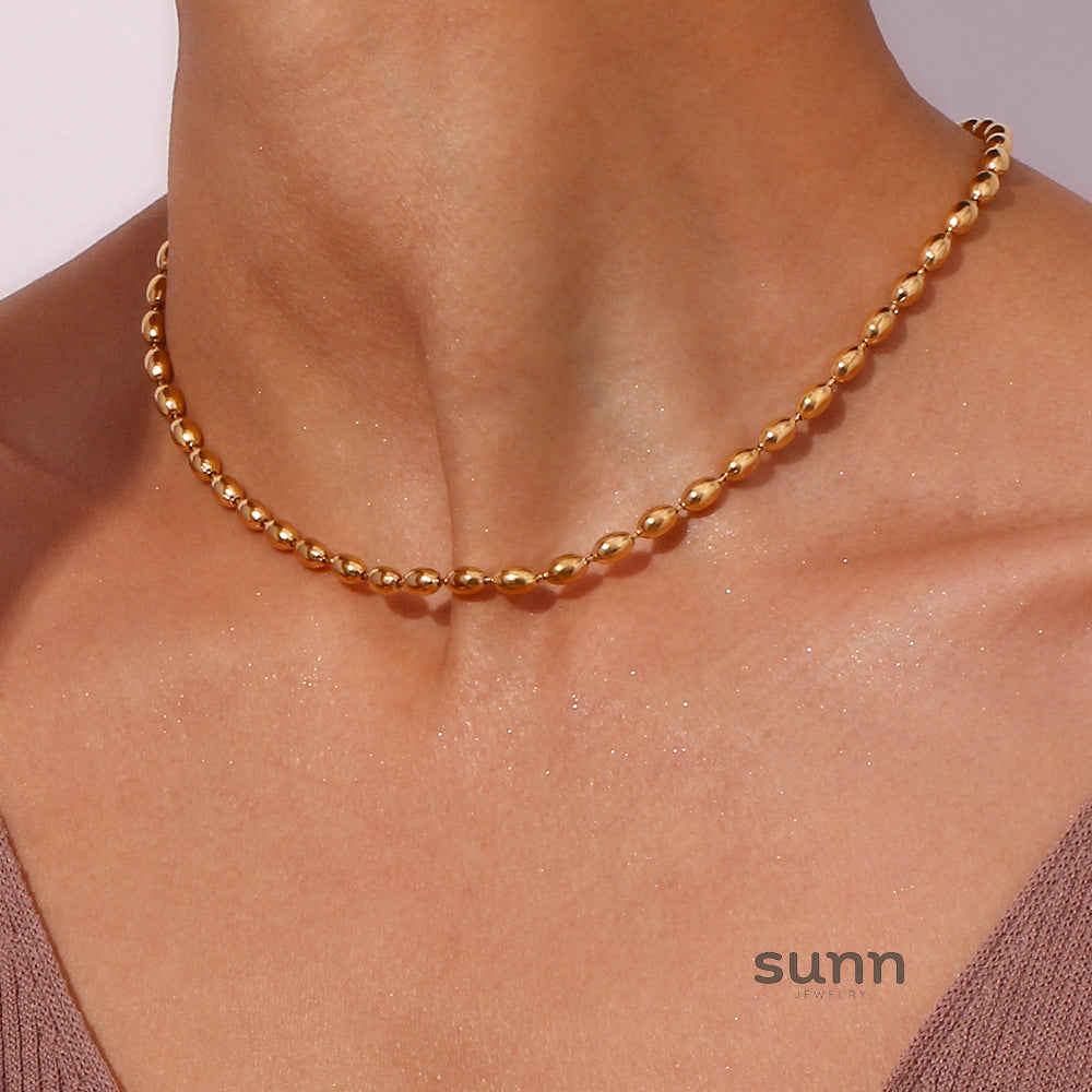 Israa Dainty Oval Bead Necklace [YE7OTZFO]