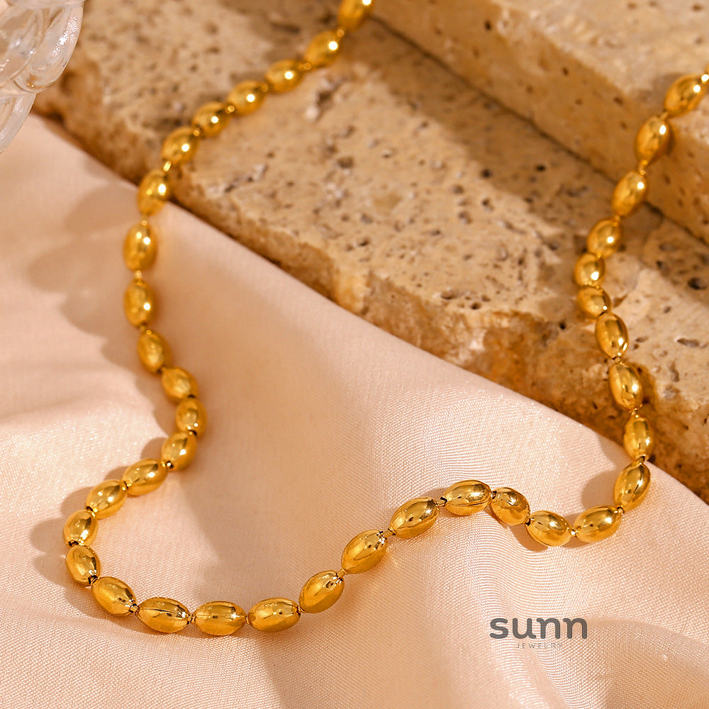 Israa Dainty Oval Bead Necklace [SYA2EF47]