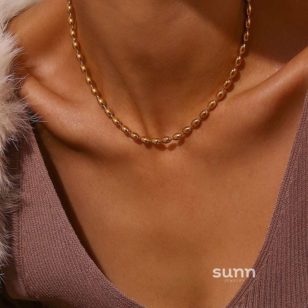 Israa Dainty Oval Bead Necklace [RWMFXT2Z]