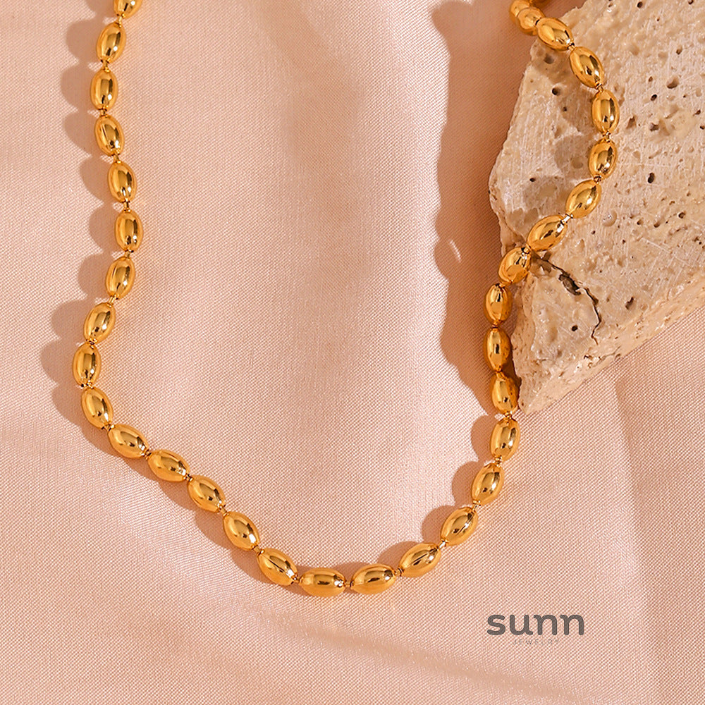 Israa Dainty Oval Bead Necklace [ZOZOGU67]