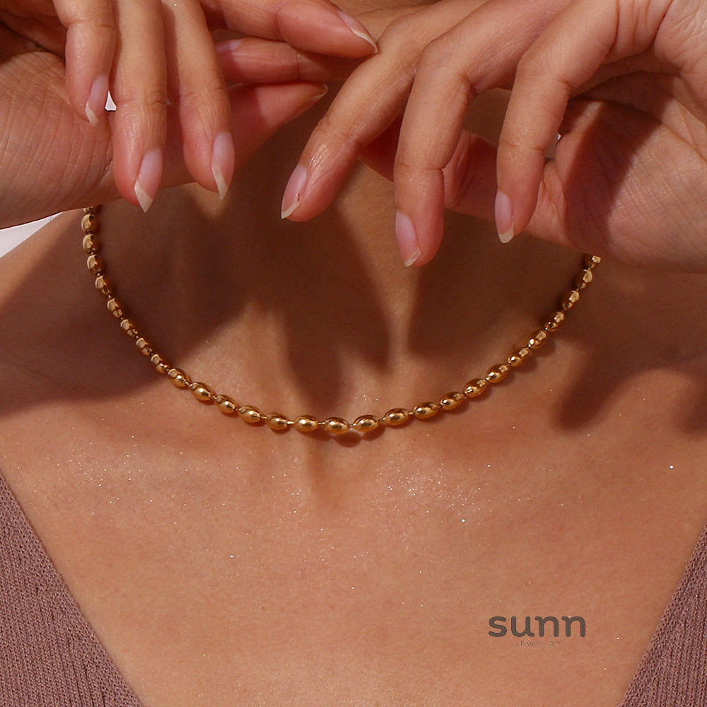 Israa Dainty Oval Bead Necklace [UEYH8L2U]