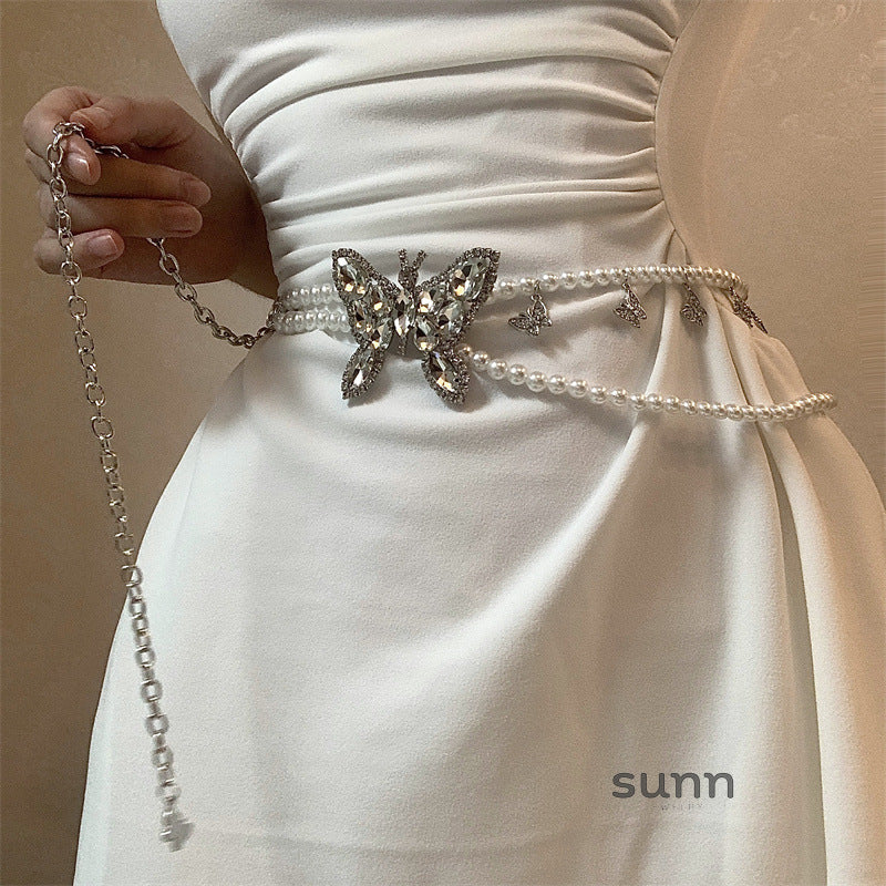 Itzia Pearl Butterfly Waist Chain
