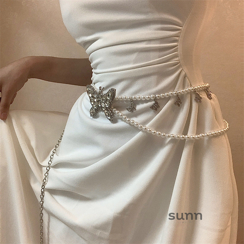 Itzia Pearl Butterfly Waist Chain