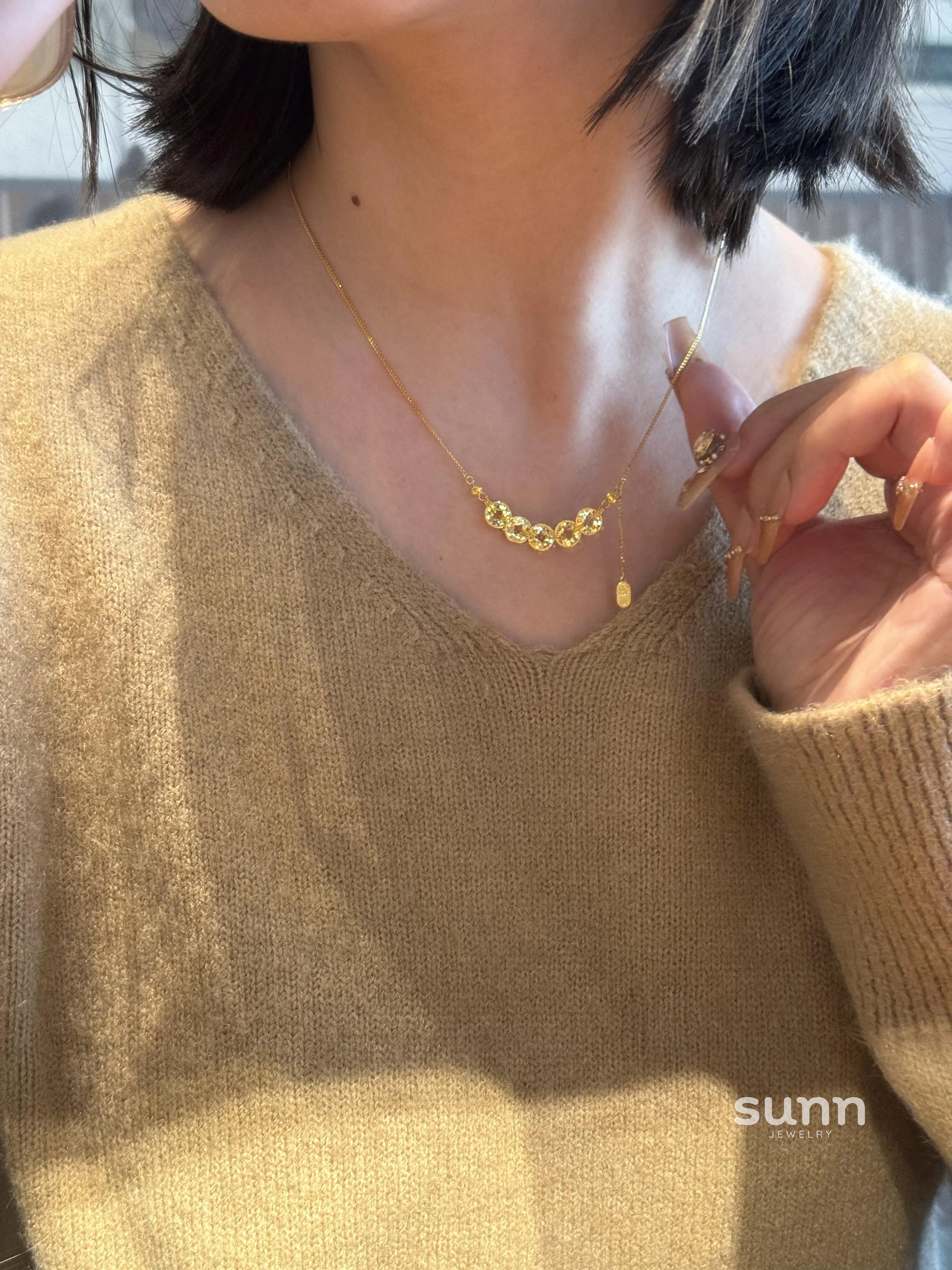 Iyla Sparkling Coin Tassel Necklace