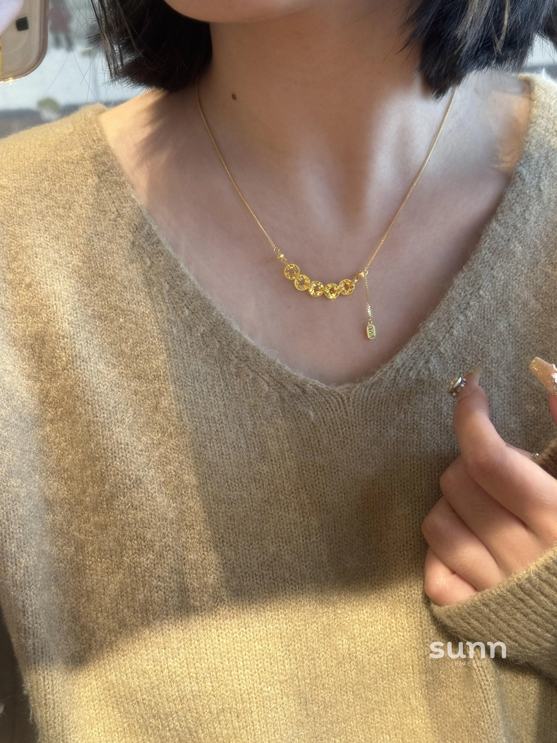 Iyla Sparkling Coin Tassel Necklace