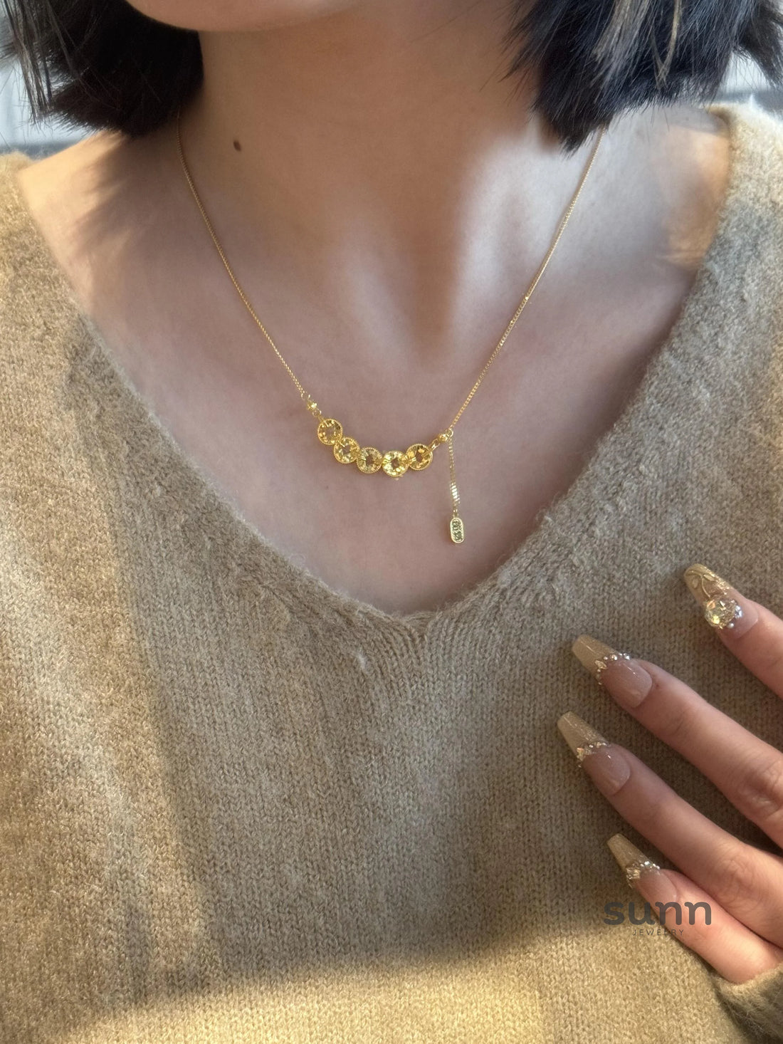 Iyla Sparkling Coin Tassel Necklace