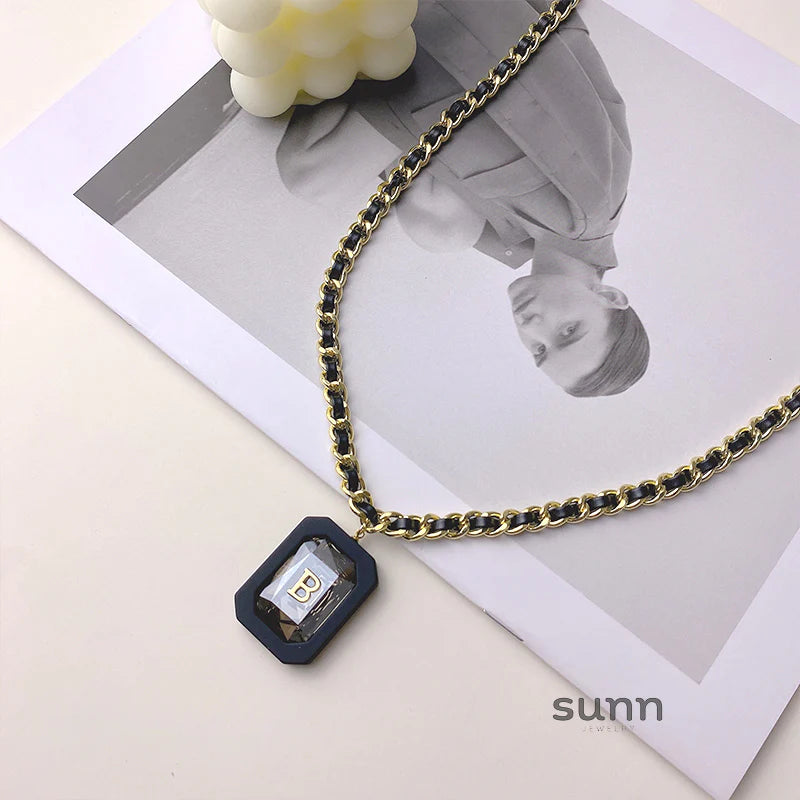 Izabela Braided Crystal Pendant Necklace