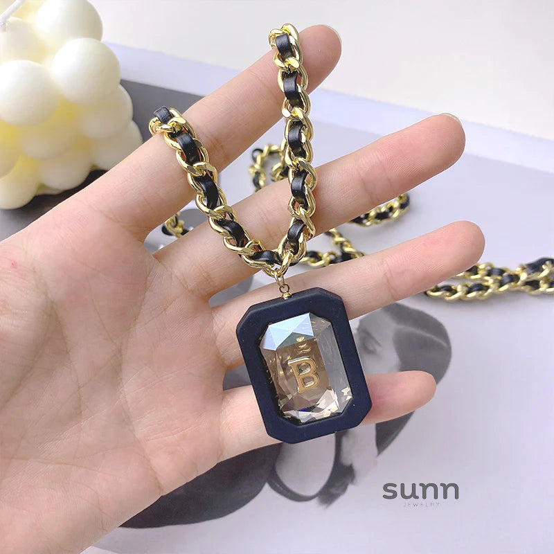 Izabela Braided Crystal Pendant Necklace