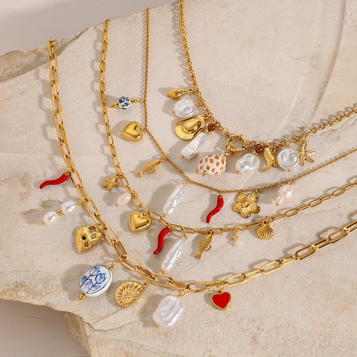 Izabela Enamel Heart Pearl Necklace [EFC7XCF7]