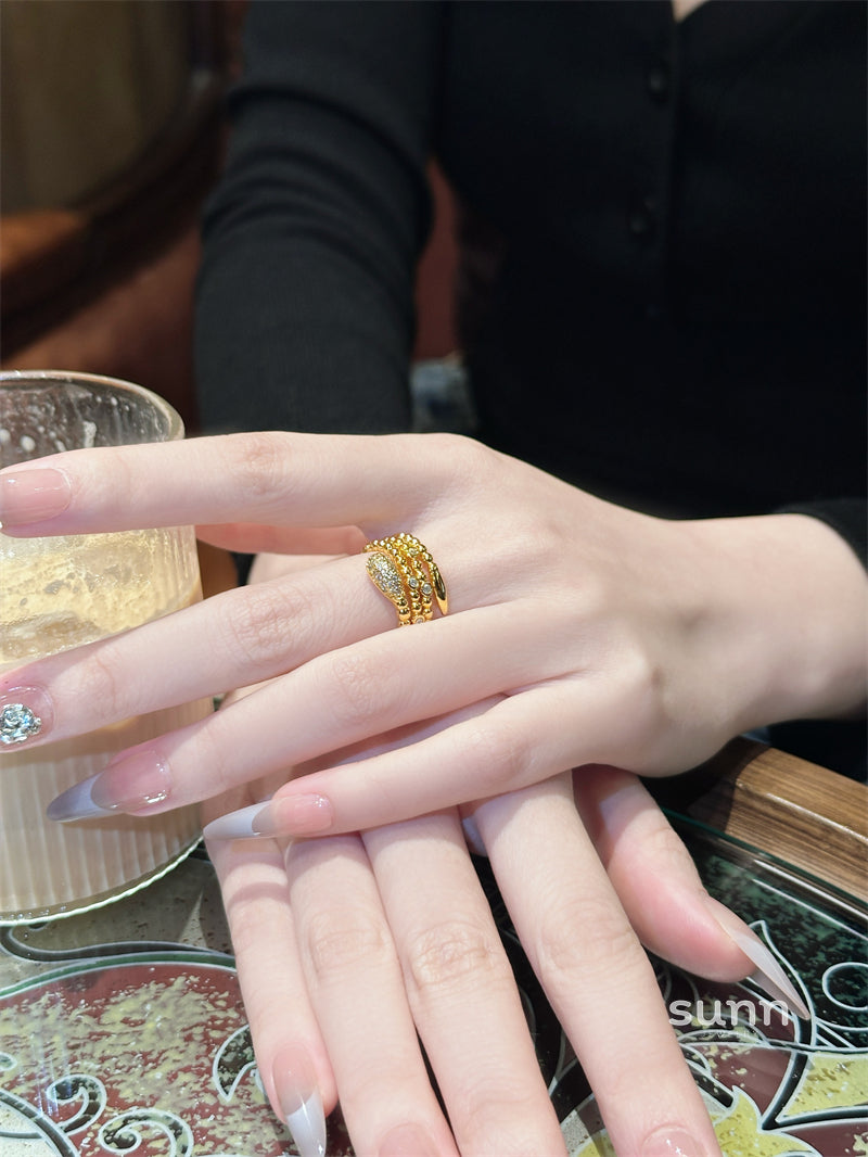 Izabelle Gold Zircon Snake Ring [U9HXYU30]