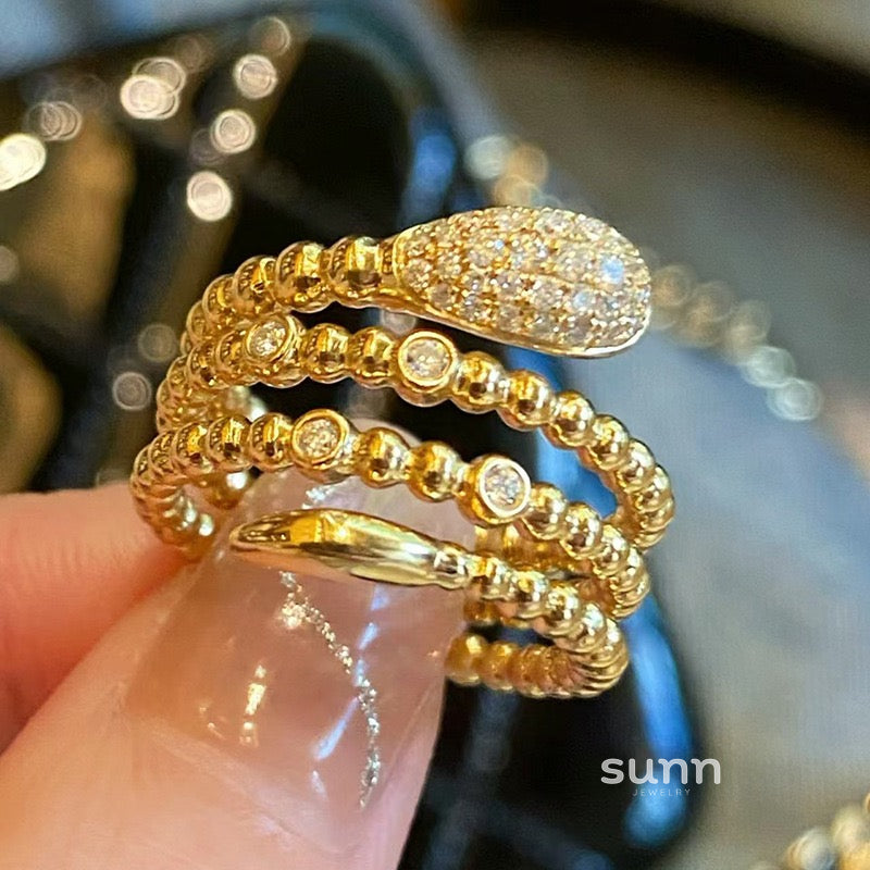 Izabelle Gold Zircon Snake Ring [3Z8BYMGZ]