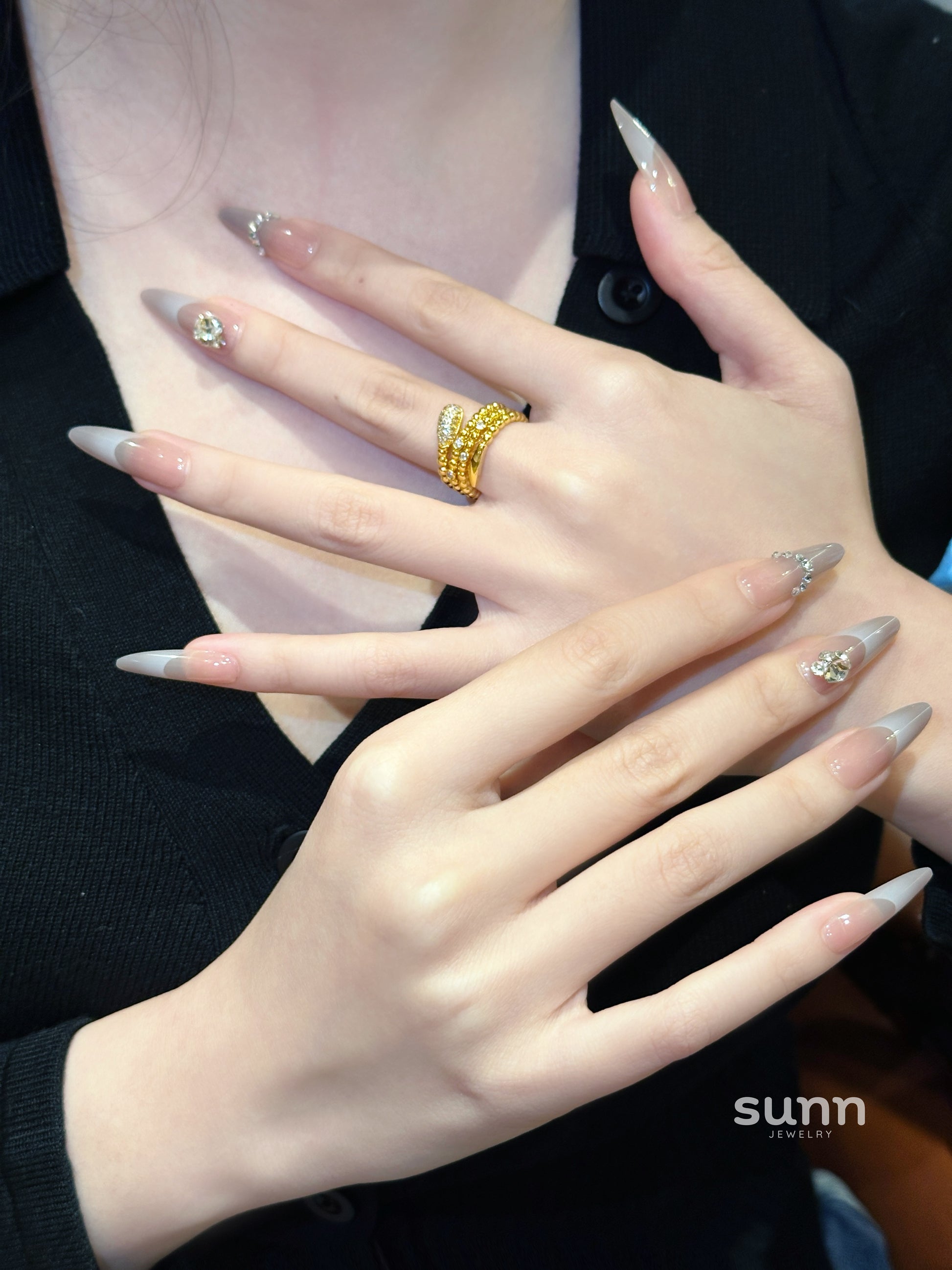 Izabelle Gold Zircon Snake Ring [0QEH87ZT]
