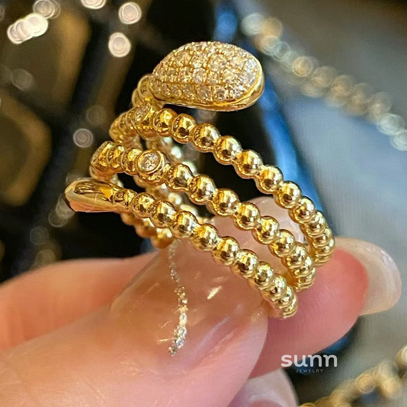 Izabelle Gold Zircon Snake Ring [2ALOTZ6Q]