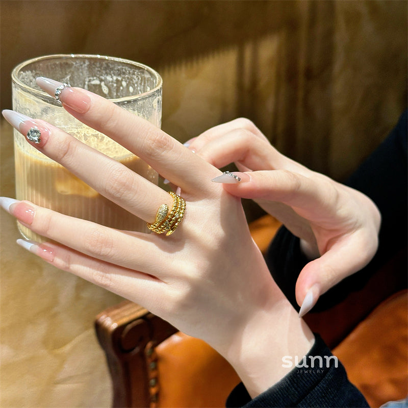 Izabelle Gold Zircon Snake Ring [X9N3JWU2]