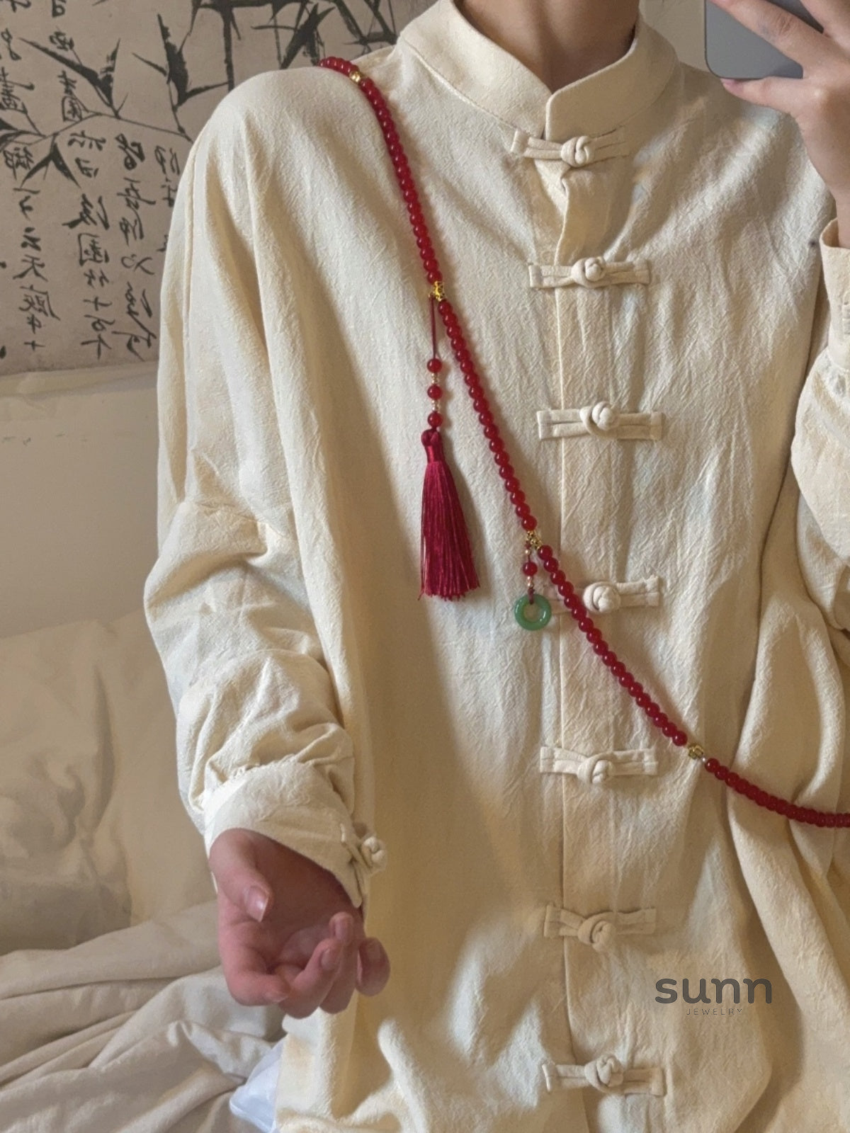 Jacee Chinoiserie Beaded Tassel Necklace [NT98XTDI]