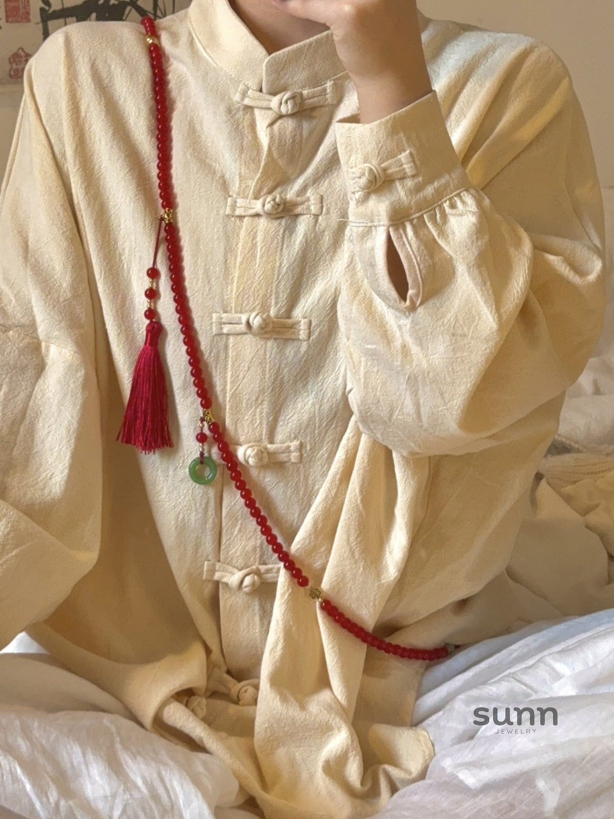 Jacee Chinoiserie Beaded Tassel Necklace [PVYFICHA]