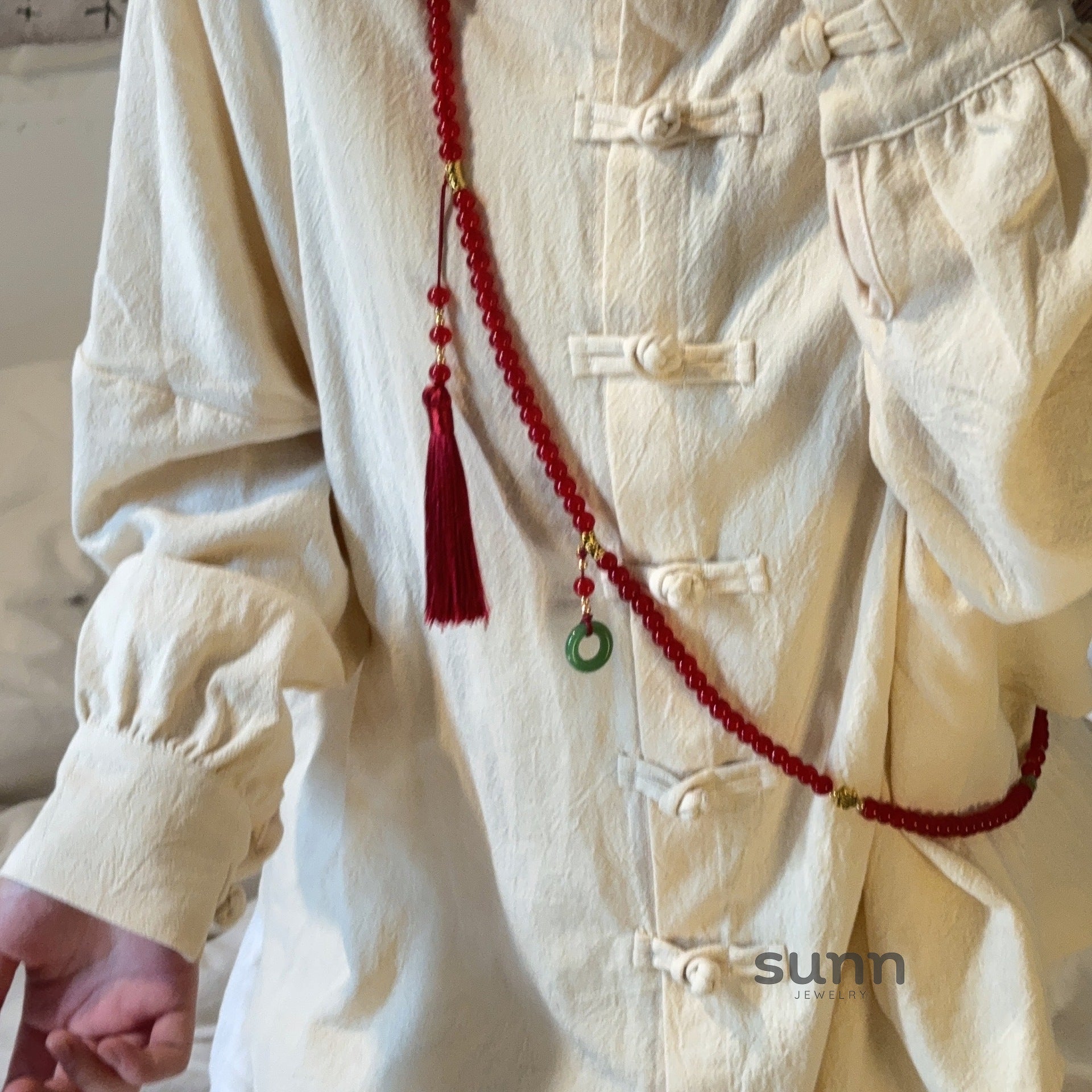 Jacee Chinoiserie Beaded Tassel Necklace [ITHX64V0]