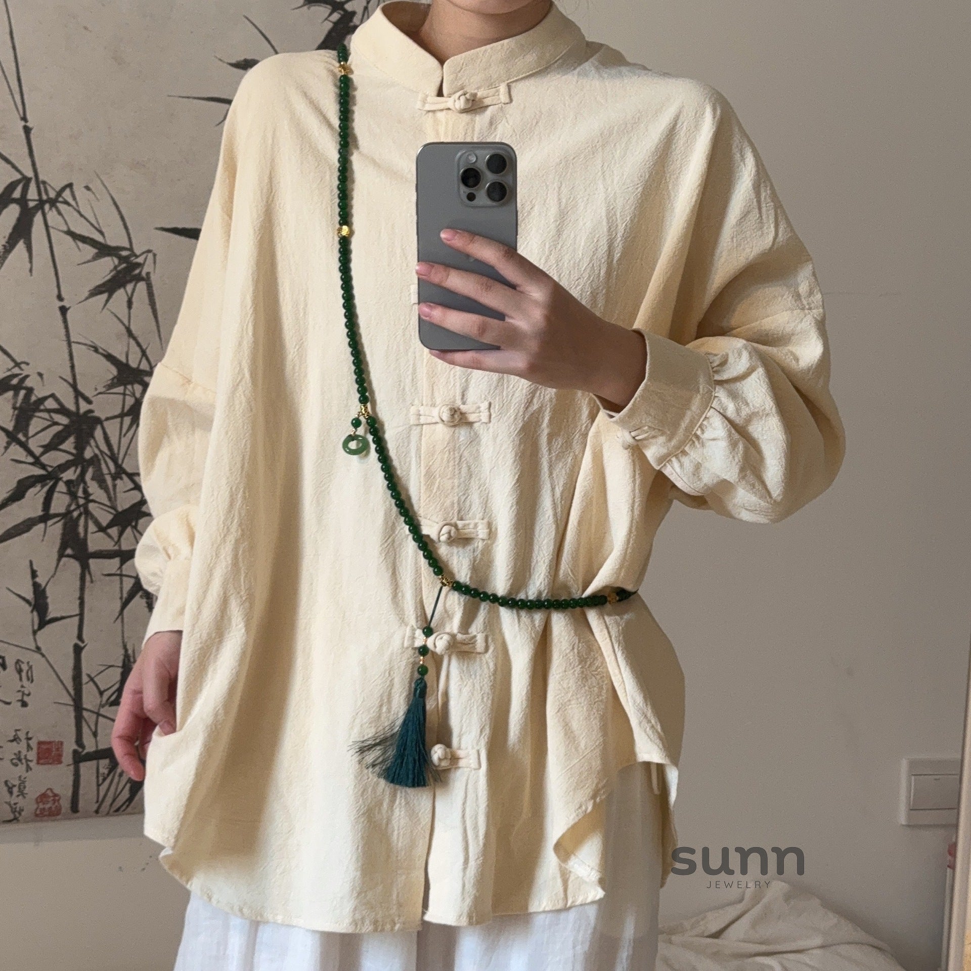 Jacee Chinoiserie Beaded Tassel Necklace [TD5ZM8D8]