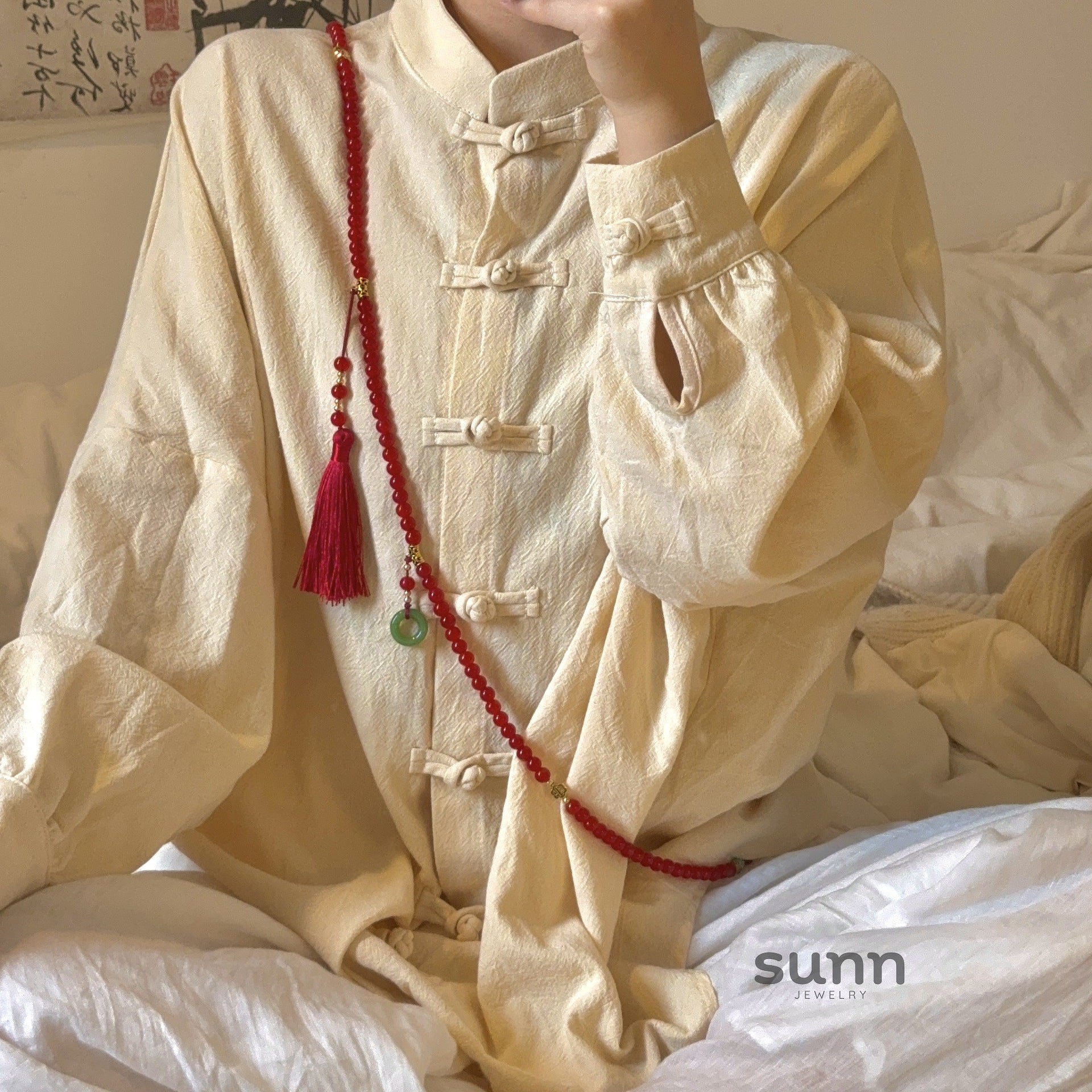 Jacee Chinoiserie Beaded Tassel Necklace [5VE1PPQA]