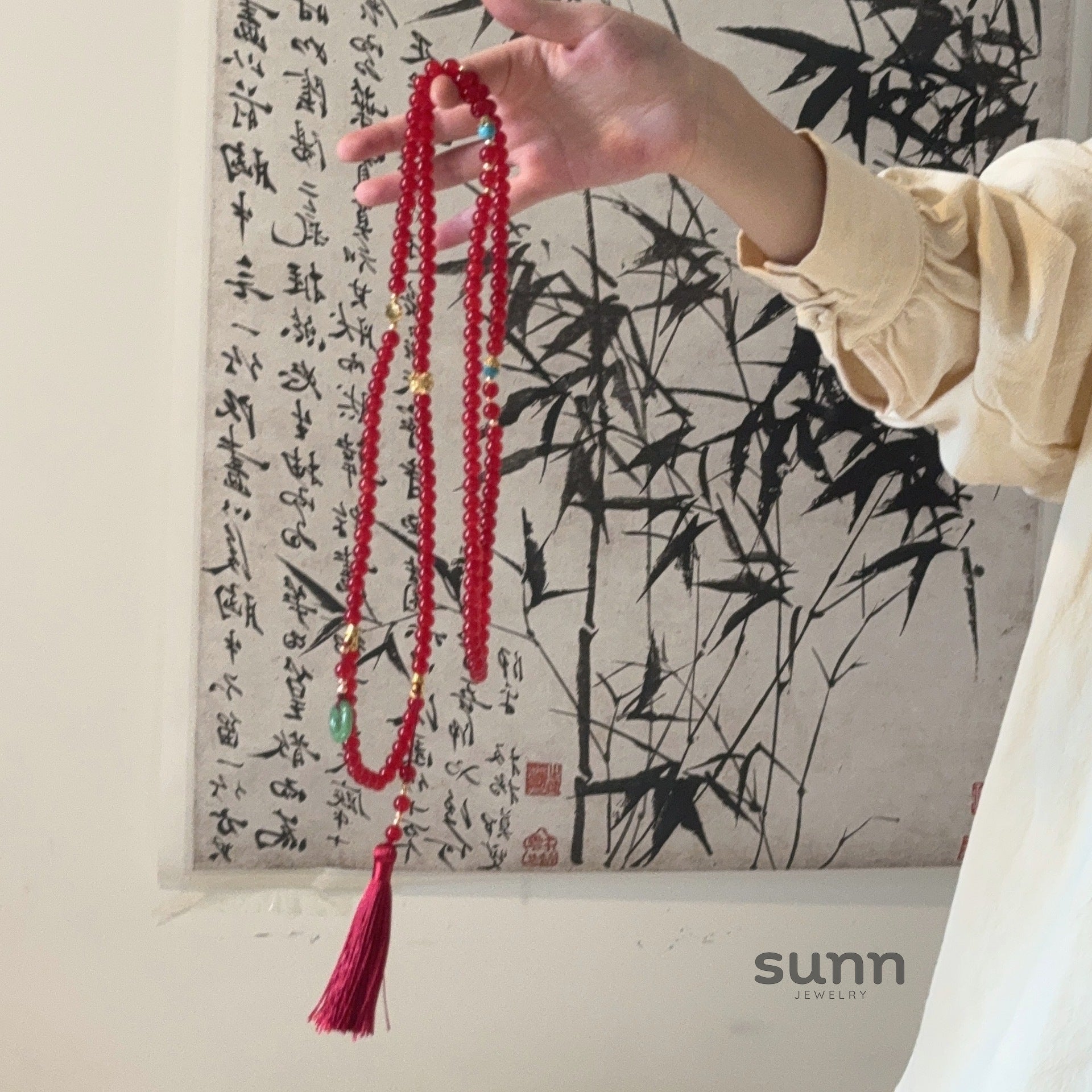 Jacee Chinoiserie Beaded Tassel Necklace [XPY4VGQD]