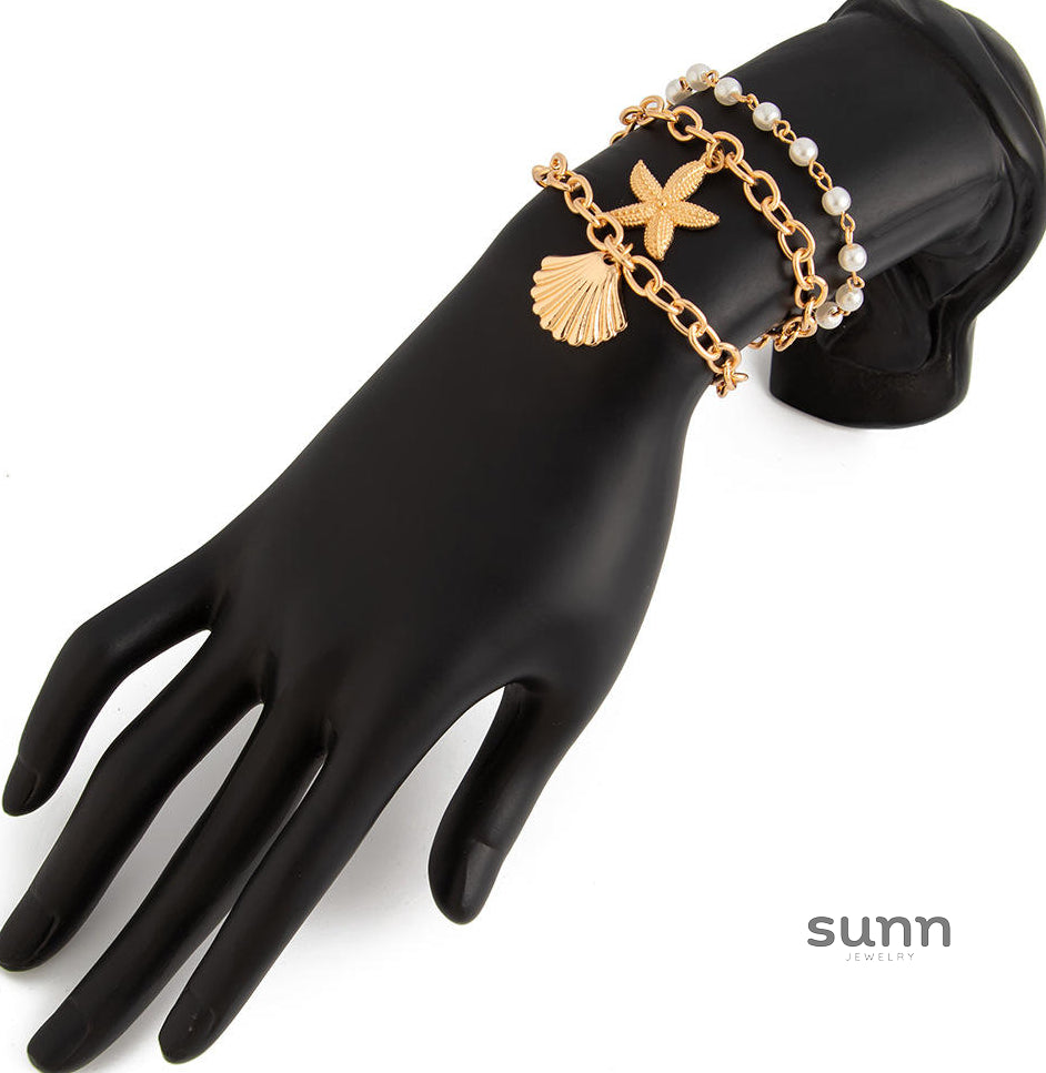 Jacee Layered Ocean Charm Jewelry [R8UMEAT2]
