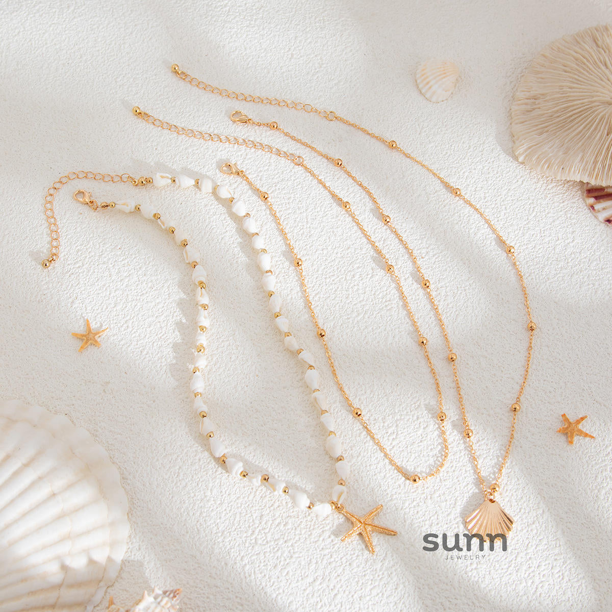 Jacee Layered Ocean Charm Jewelry [NQCOIUHL]