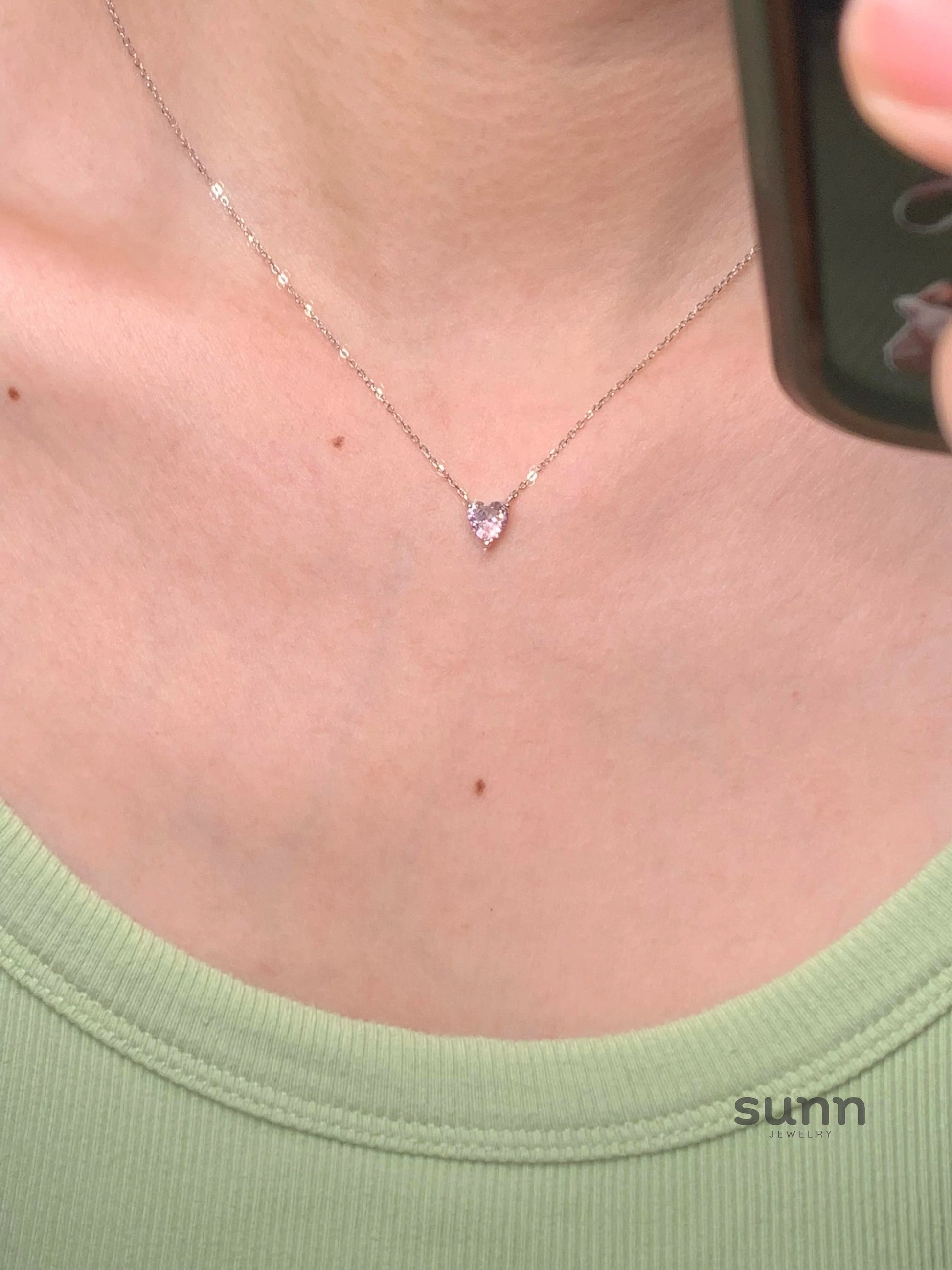 Jacee Pink Zircon Heart Necklace