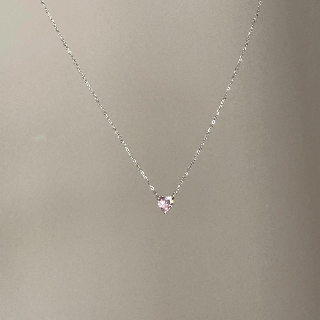 Jacee Pink Zircon Heart Necklace